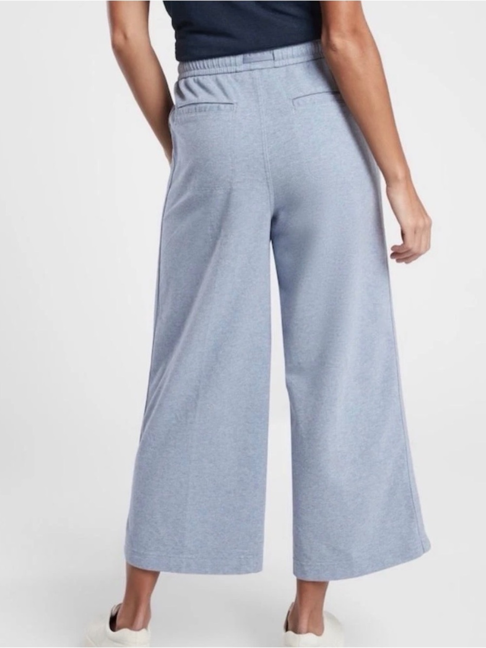 Athleta Farallon Blue Heathered Mid Rise Wide Leg Crop Size 8 - Picture 2 of 7